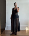 Vintage 60s Noir and Nude Chiffon V Slip Dress