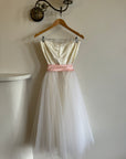 Vintage 80s Cupcake Tulle Dress With Salmon Waist Tie
