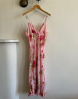 Vintage Y2K Floral Embellished Slip Dress Baby Pink