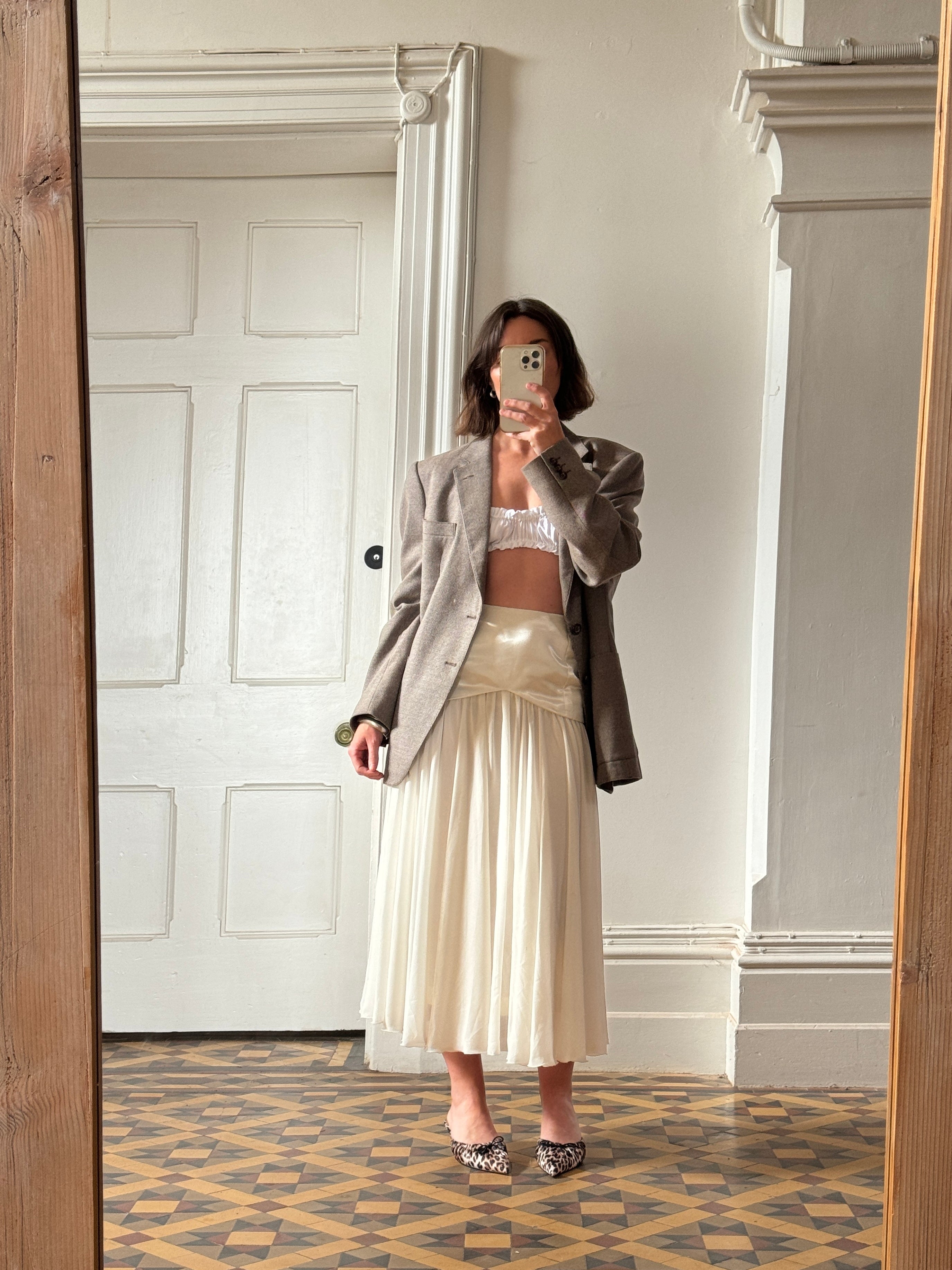 Vintage Satin and Chiffon Midi Bridal Skirt