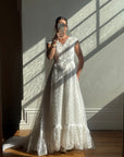Vintage 60s Sleeveless Lace Wedding Gown With Train