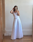 Vintage 90s Satin Jacquard Corset Wedding Dress