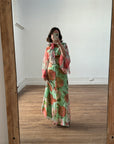 Vintage 70s Floral Belted Maxi Dress