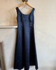 Vintage 90s Satin Bow Gown Navy