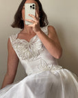 Vintage 80s Pearl Embellished Chiffon Princess Wedding Dress