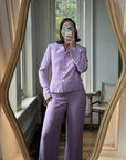 Vintage 90s Ralph Lauren Pure Silk Lilac Suit with Original Tags Attached