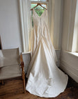 Vintage 90s Ivory Silk V-Neck A-Line Wedding Gown
