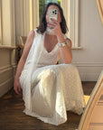 Vintage V Neck Sheer Vine Wedding Dress