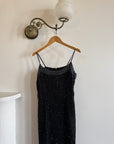 Vintage 90s Pure Silk Sparkle Dress Noir
