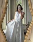 Vintage 90s Satin Halter Wedding Dress With Daisies