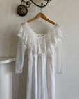 Vintage 70s Australian Made Off Lace Frill Wedding Gown