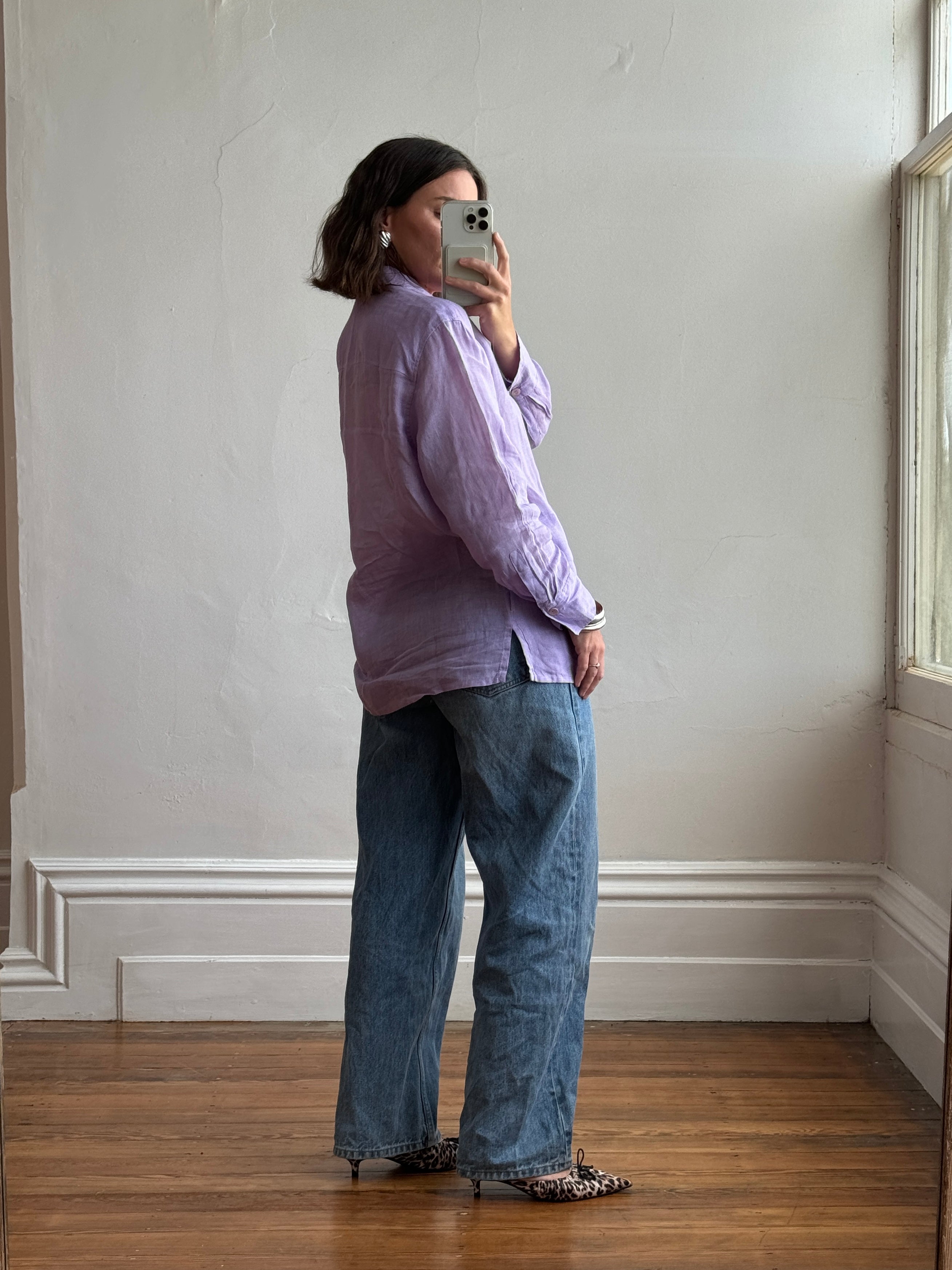 Vintage 90s Escada Pure Linen Shirt Lavender