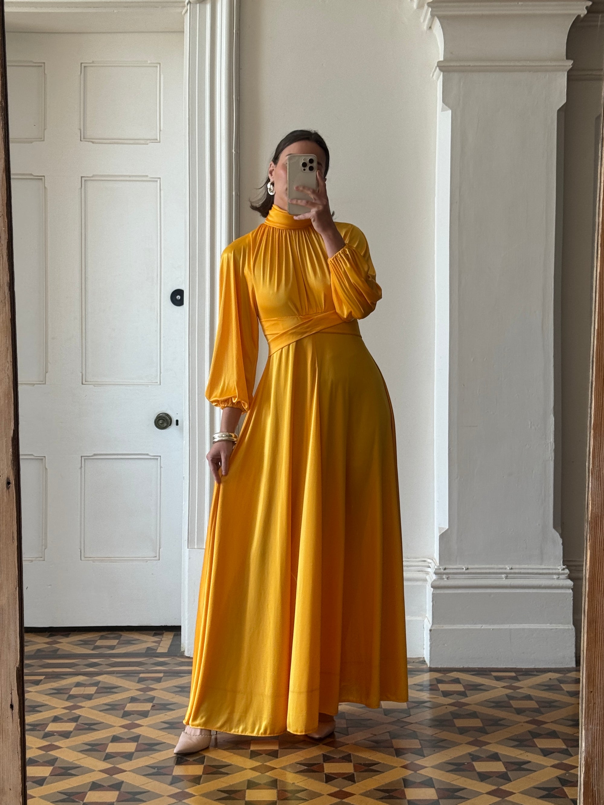 Vintage 70s Marigold Swing Maxi Dress