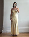 Vintage 90s Butter Yellow Organza Bias Slip Dress