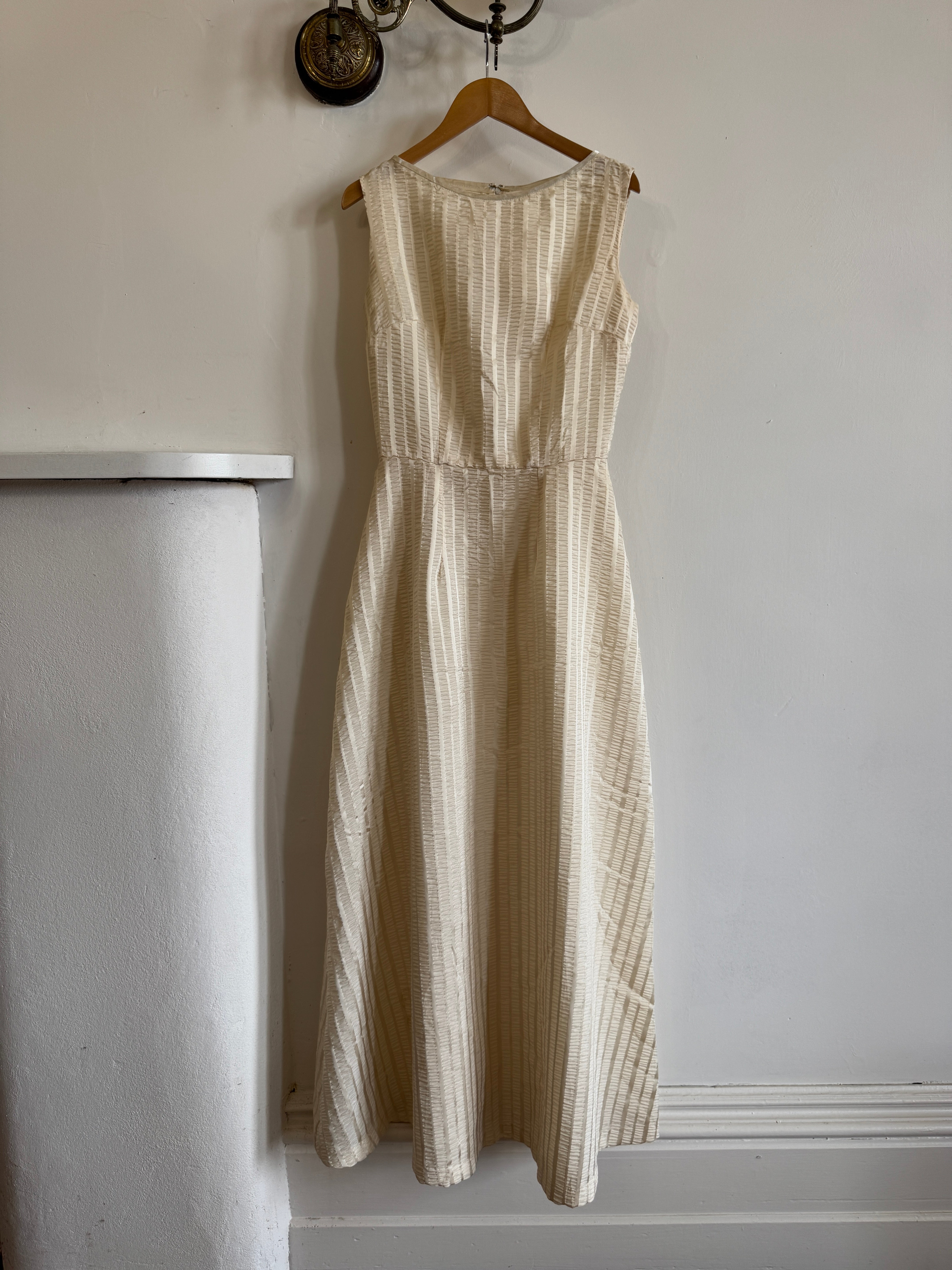 Vintage 60s Crinkle Classic Dress Creme