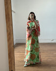 Vintage 70s Floral Belted Maxi Dress