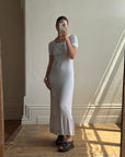 Vintage 70s Milkmaid Crepe Sundress Ice Blue