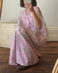 Vintage 70s Fairy Flower Garden Maxi Dress Pink