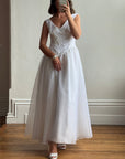 Vintage 80s Basque Waist Princess Wedding Dress
