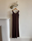 Vintage 60s Chocolate Swirl Jersey Maxi Dress