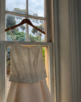 Vintage 90s Brocade Corset Satin Bridal Gown Champagne