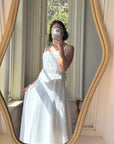 Vintage 90s Embroidered Corset Cowl Neck Wedding Dress