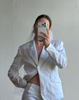 Vintage 90s Low Waist Trouser and Blazer Suit Set Ivory