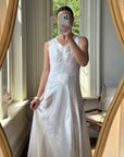 Vintage 40s Liquid Satin Sleeveless Lace Wedding Gown