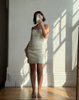 Vintage 90s Ribbon Crochet Embroidered Mini Dress