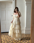 Vintage 70s Tiered Lace Wedding Dress With Bows