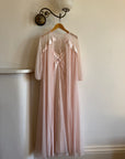 Vintage 60s Rosette Peignoir and Slip Set Pale Pink