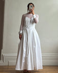 Vintage 90s Tailored Mesh Long Sleeved Wedding Gown