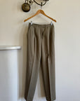 Vintage 80s Worsted Wool High Waist Suit Pant Olive Grey