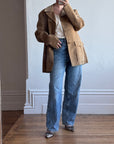Vintage 70s Western Faux Suede Tan Coat