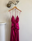 Vintage 90s Butterfly Fuchsia Silk Maxi Dress