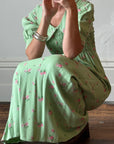 Vintage 70s Petite Floral Collared Maxi Dress