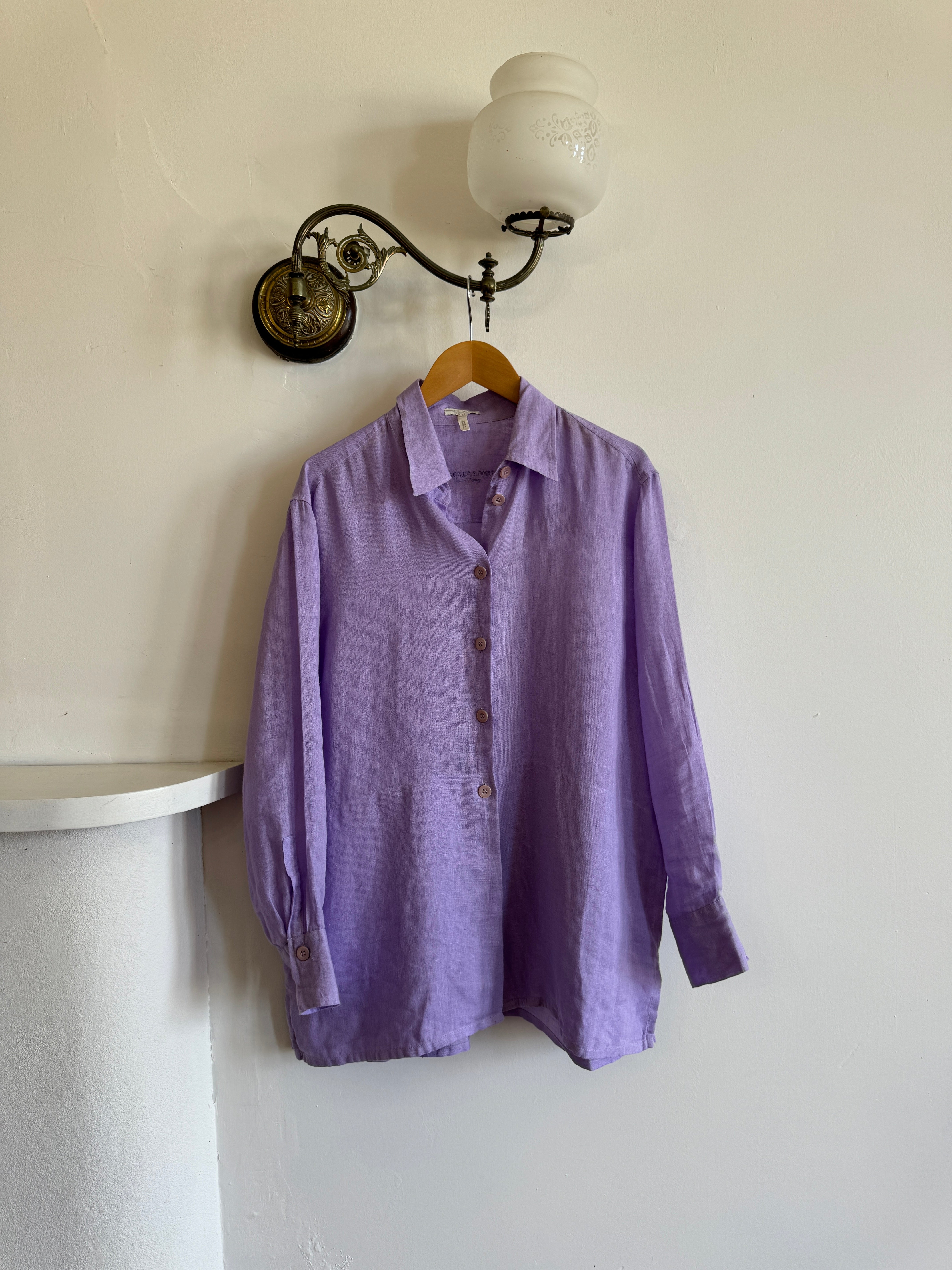 Vintage 90s Escada Pure Linen Shirt Lavender