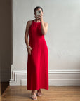 Vintage 90s Crimson Crepe High Front Dress