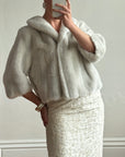 Vintage 60s Faux Fur Cropped Jacket Light Grey