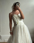 Vintage 50s Gold Brocade and Tulle Wedding Gown