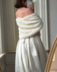 Vintage 60s Faux Fur Stole Creme