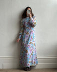 Vintage 60s Lilac Floral Spring Maxi Dress