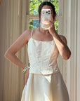 Vintage 90s Brocade Corset Satin Bridal Gown Champagne