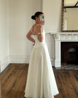 Vintage 90s Cowl Neck Jacquard Bodice Satin Wedding Dress