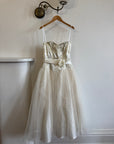 Vintage 50s Gold Brocade and Tulle Wedding Gown