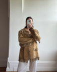 Vintage 70s Western Fringe Suede Leather Jacket Tan