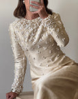 Vintage 60s Embellished Italian Made Silk and Wool Wedding Gown