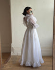 Vintage 80s Ruffled Sheer Organza Wedding Dress