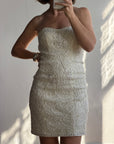 Vintage 90s Ribbon Crochet Embroidered Mini Dress