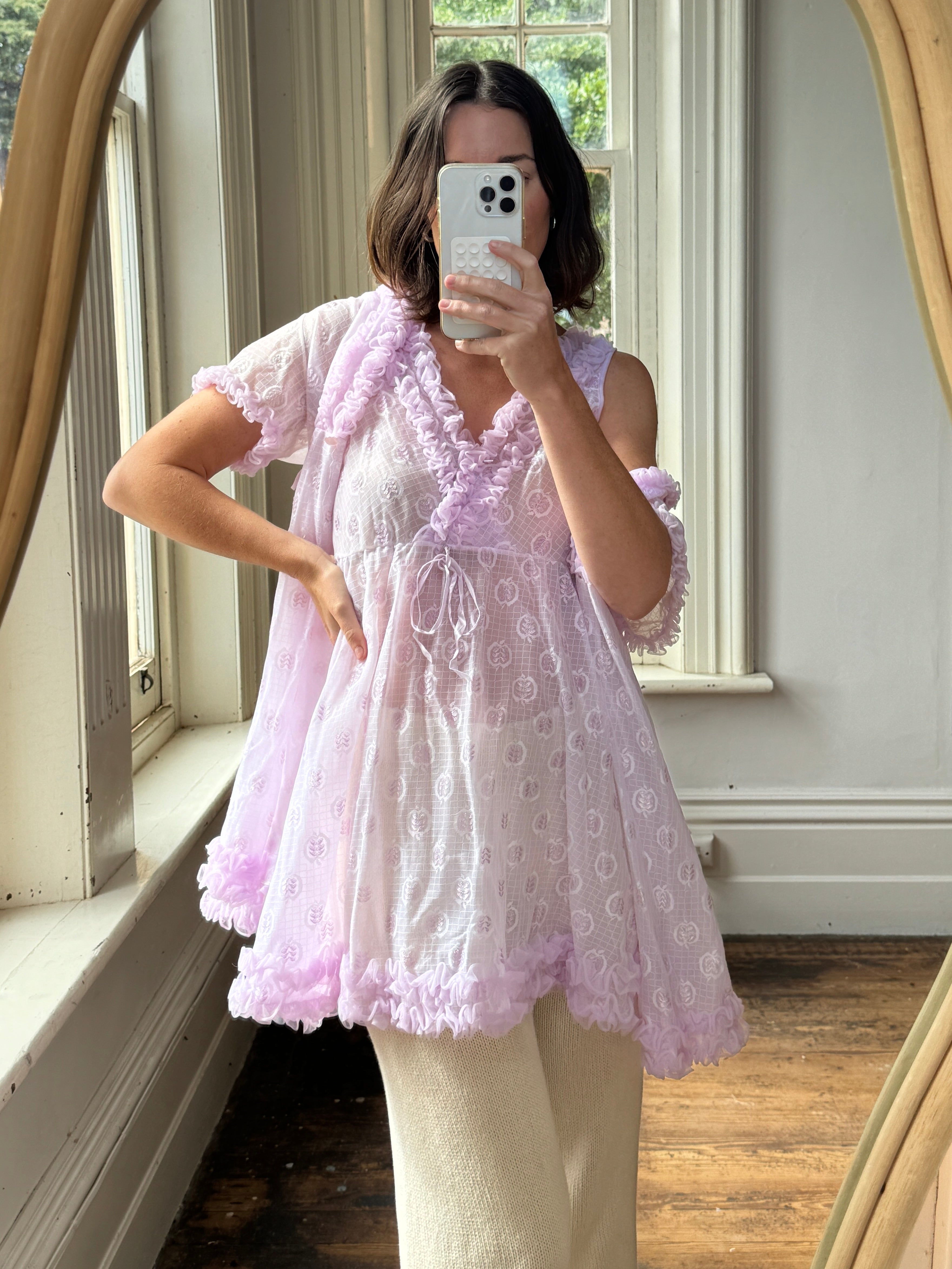 Vintage 50s Frou Frou Lilac Dress and Cape Set